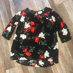 Old Navy Girls Flowery Shirt L (10-12) Black